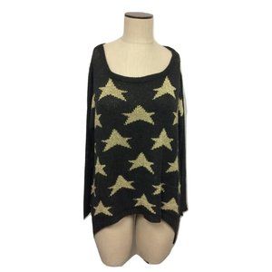NWT Womens One Size Chandelier for LF Oversized Baggy Gold Star Knit Sweater